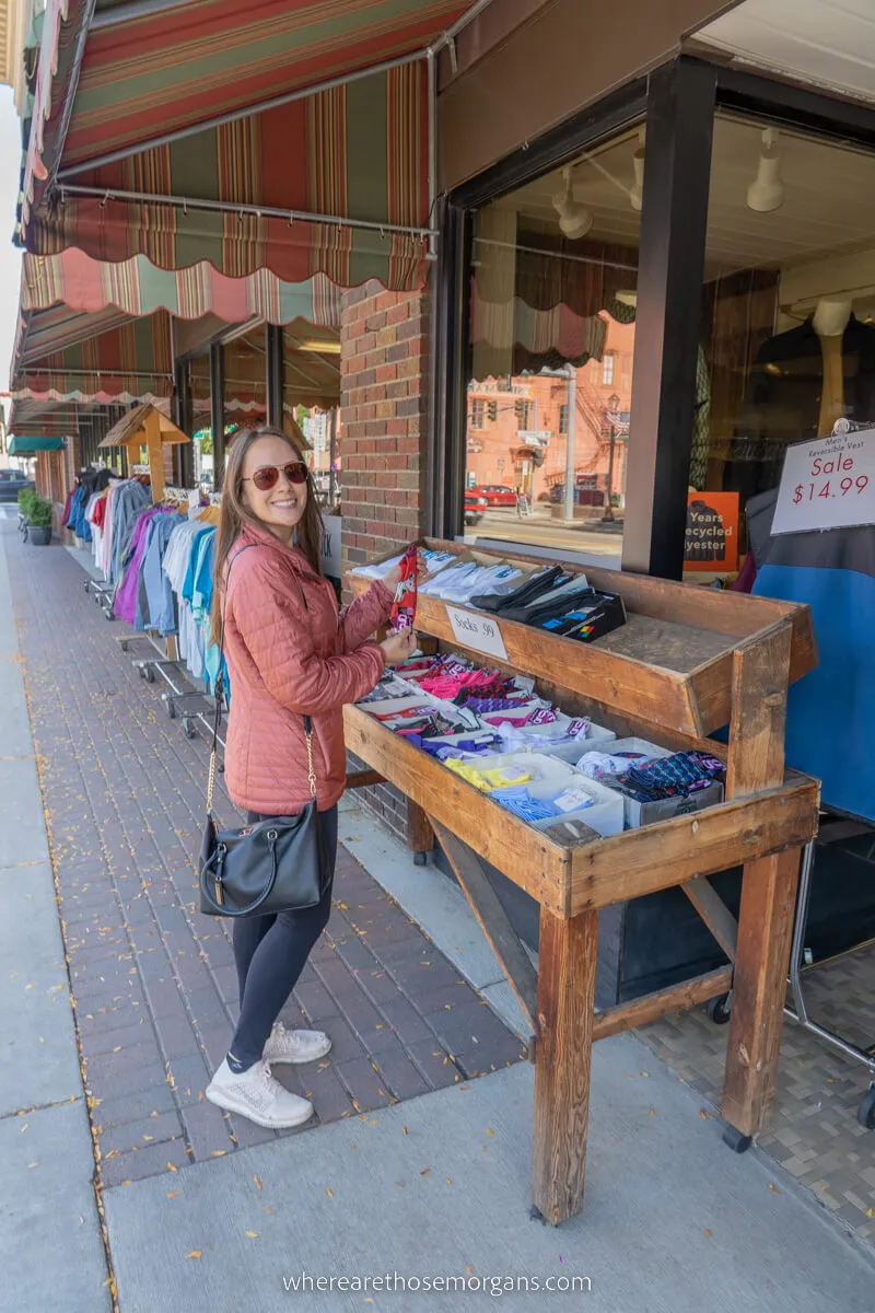 Woman shopping for local products along Franklins St