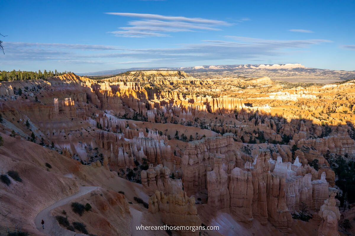 Sunset over Bryce Canyon with shadows and light contrasting heavily