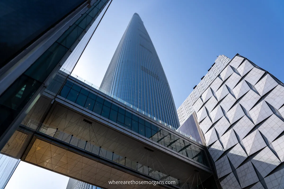 Lotte World Tower and Seoul Sky Observation Deck view from the ground