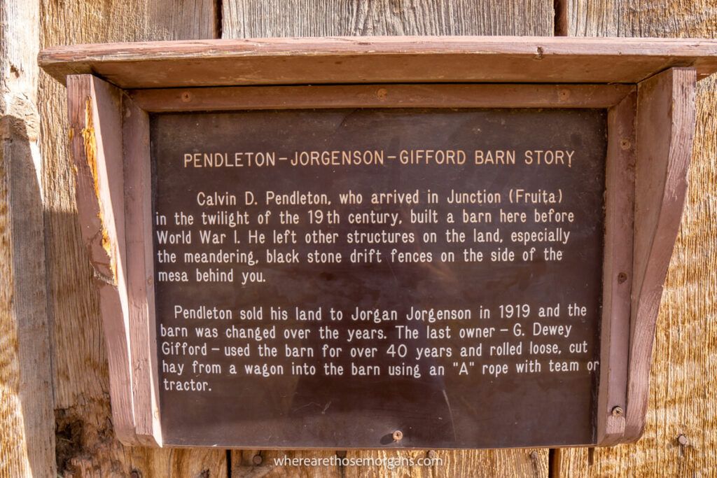 Story of Pendleton Jorgenson Gifford regarding the Fruita barn
