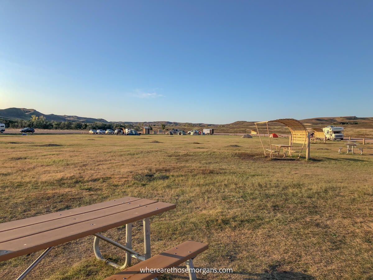 Visitors camping in Sage Creek Campground