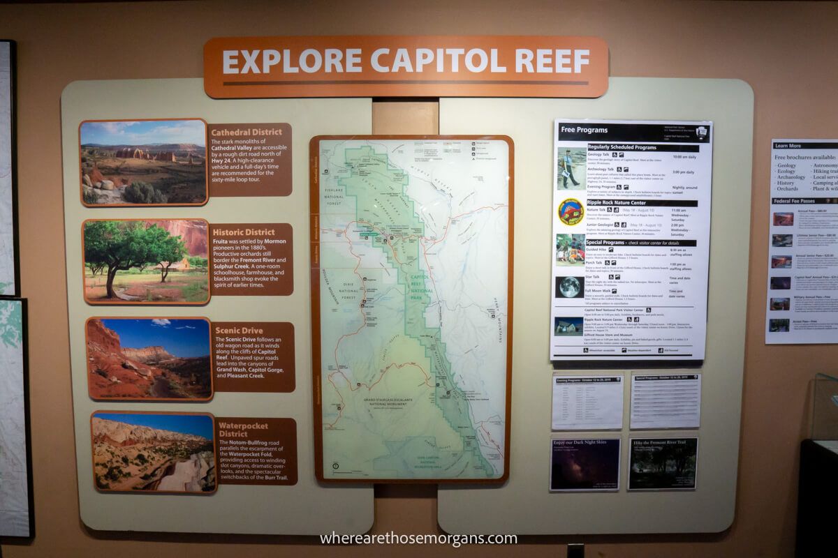 Informational boards at a visitor center 