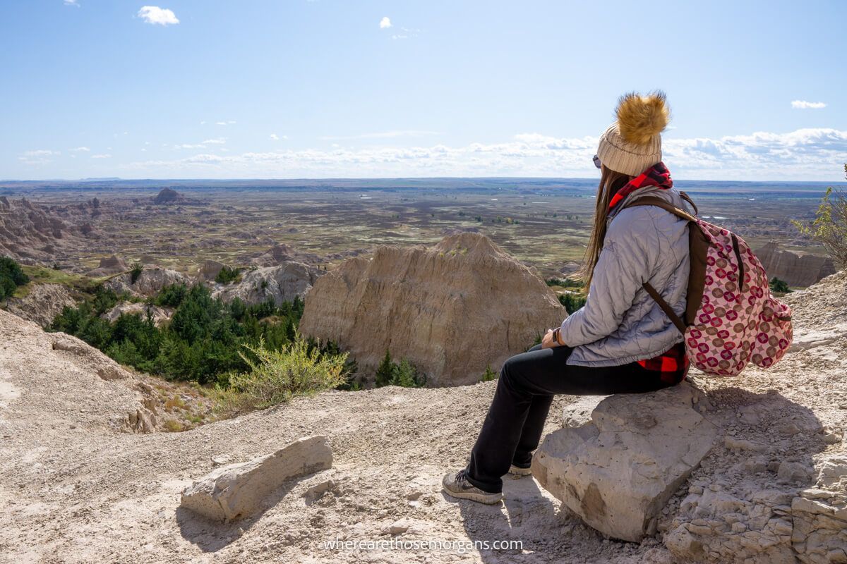 Woman taking in the views in Badlands National Park