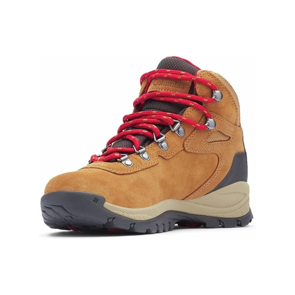 Red and beige Columbia newton Ridge hiking boots makes a great gift for outdoorsy women