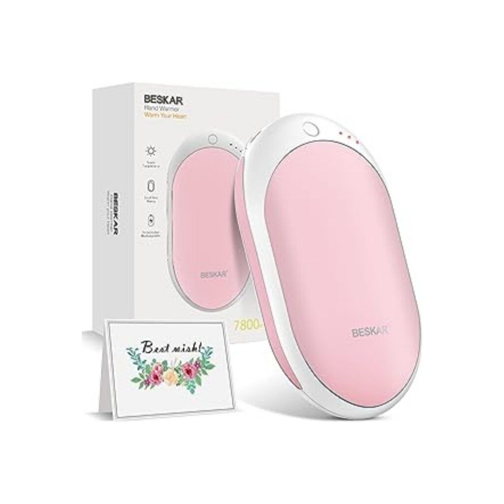 Pink rechargeable hand warmers for outdoorsy women