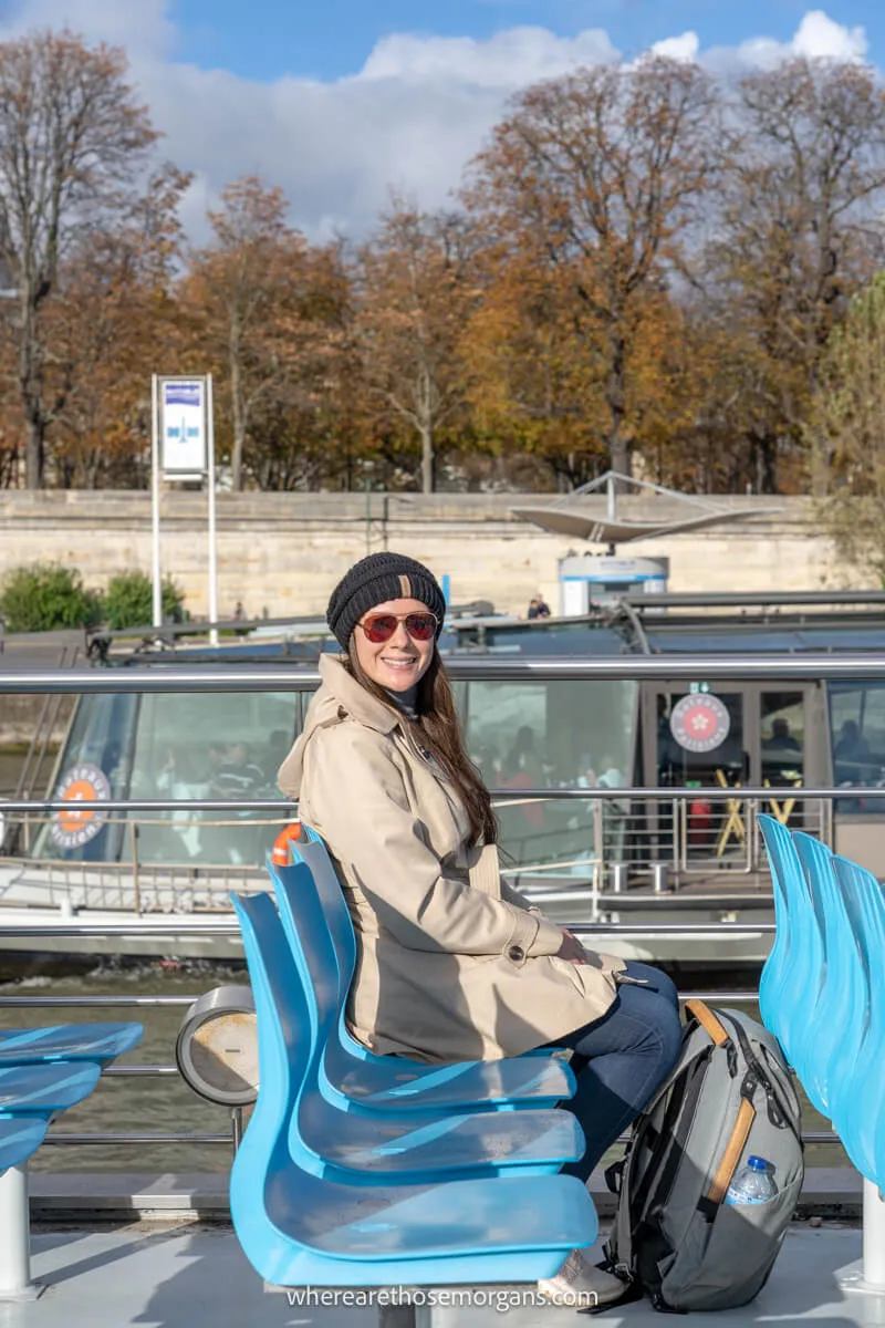 Visitor on a Seine River Boat Cruise in Paris during the fall