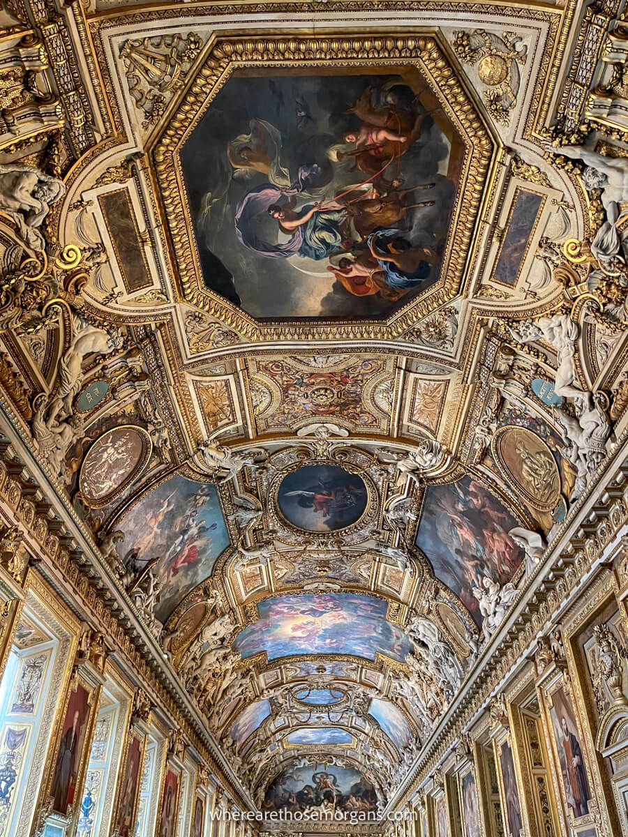 A beautifully painted ceiling side the Louvre in Paris
