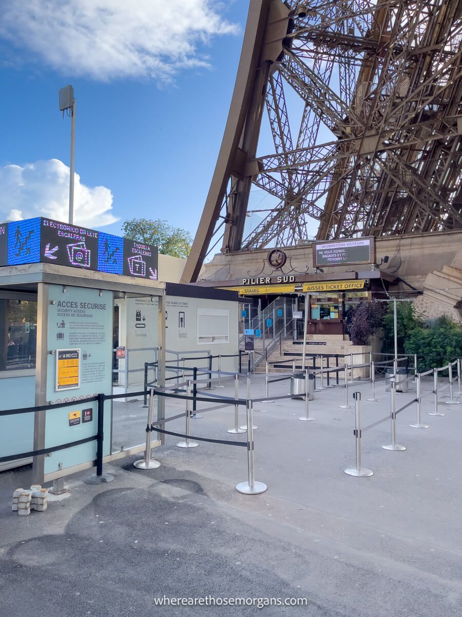 South pillar entrance for the stairs up the Eiffel Tower