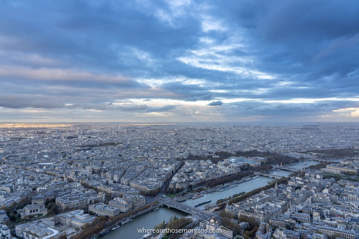 Paris city view as seen from the third floor of the Eiffel Tower