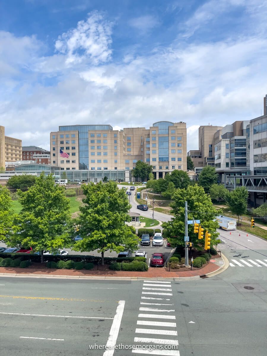 Exterior view of the UNC hospital system in North Carolina