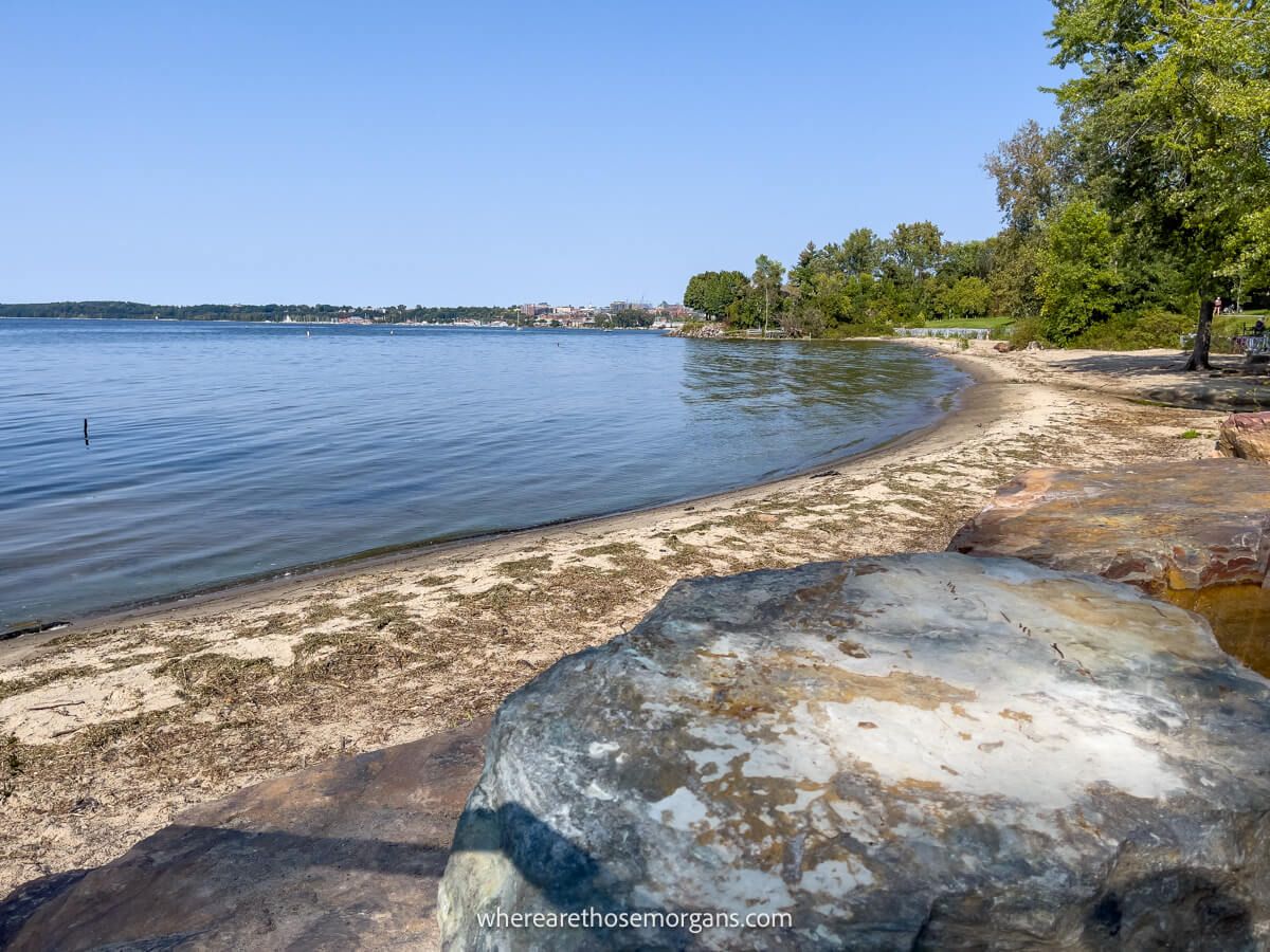 Shores of Lake Champlain at a beach in town