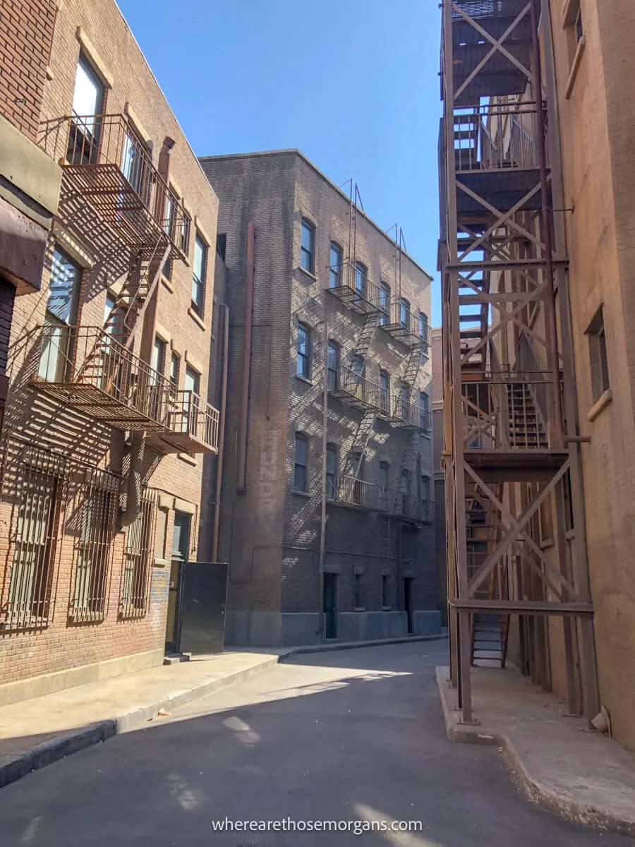 Empty streets on a movie set at Warner Bros