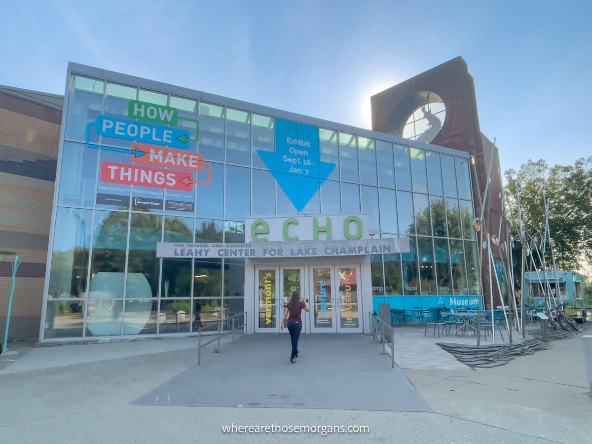 Person walking into the popular ECHO science museum for children