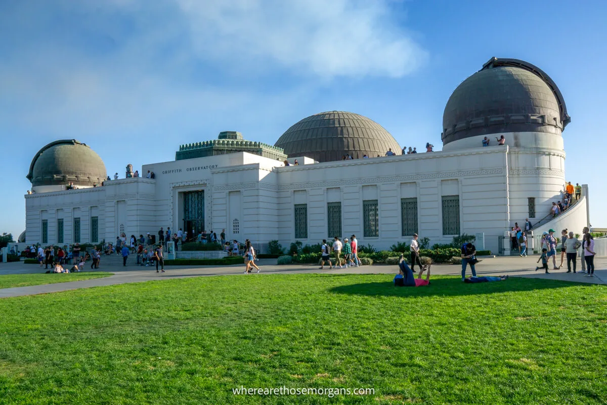 Exterior view of the popular Griffith Observatory on a clear day in November