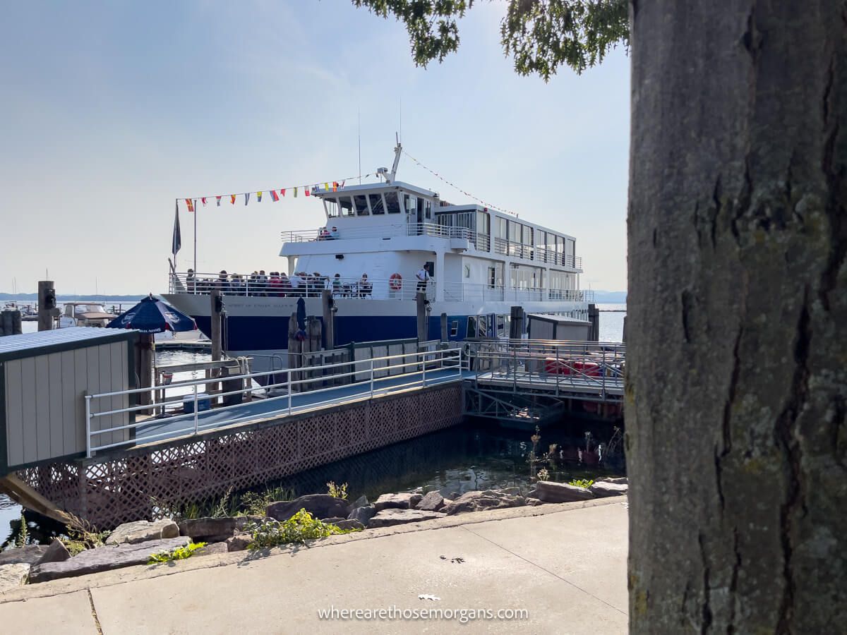 People onboard a large Lake Champlain ferry