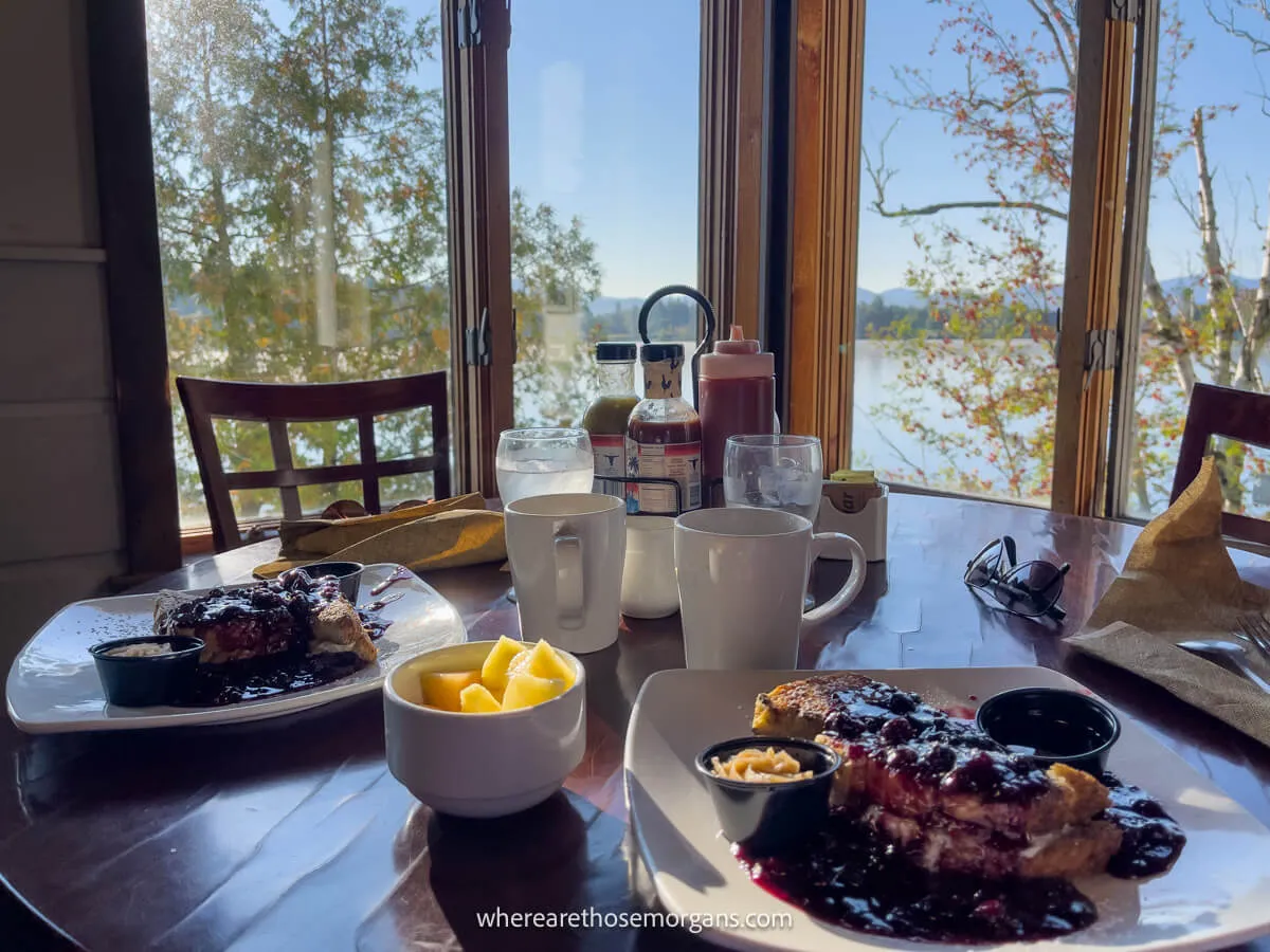 Waffles and pancakes served for breakfast at a popular restaurants in Lake Placid village