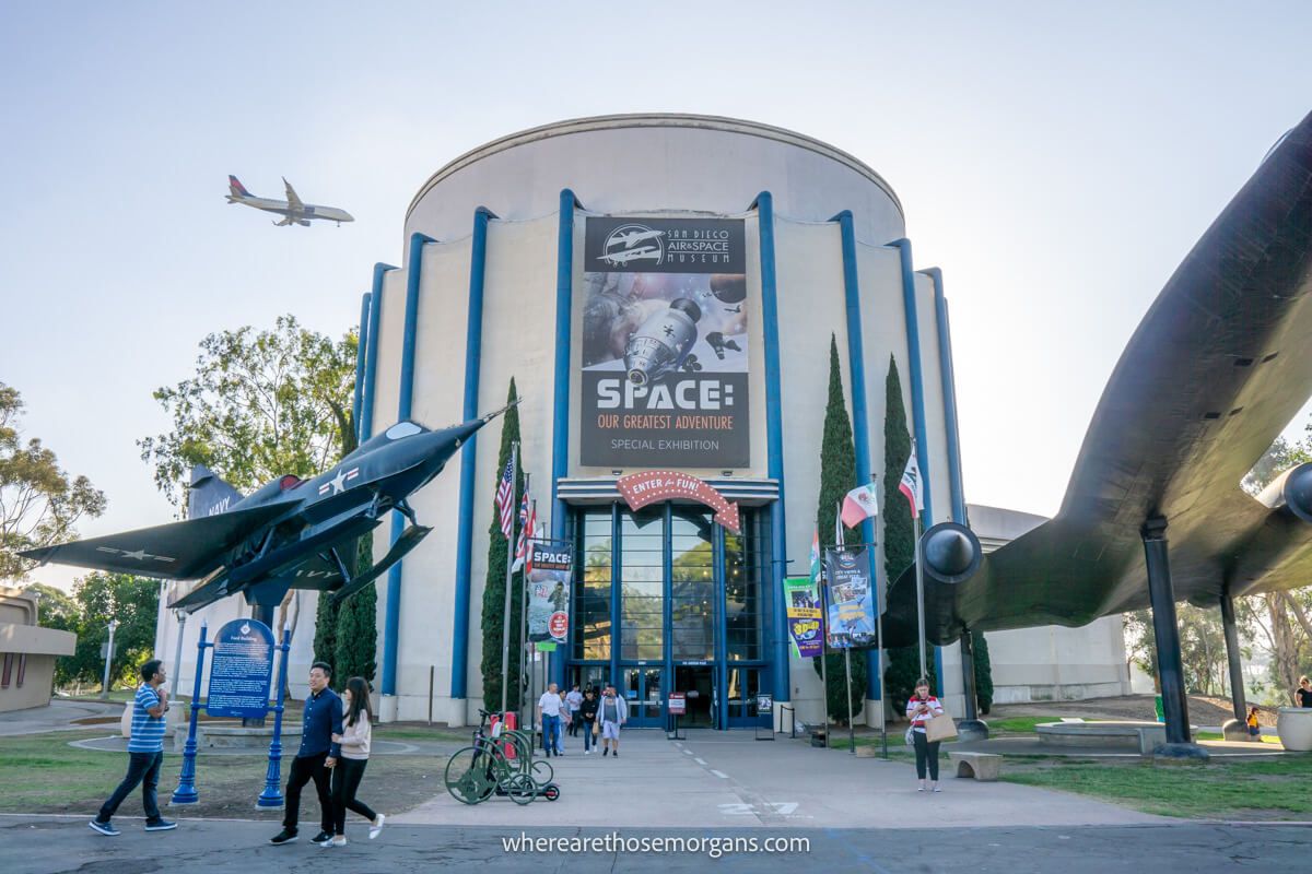 Exterior view of the Air and Space Museum in Balboa Park