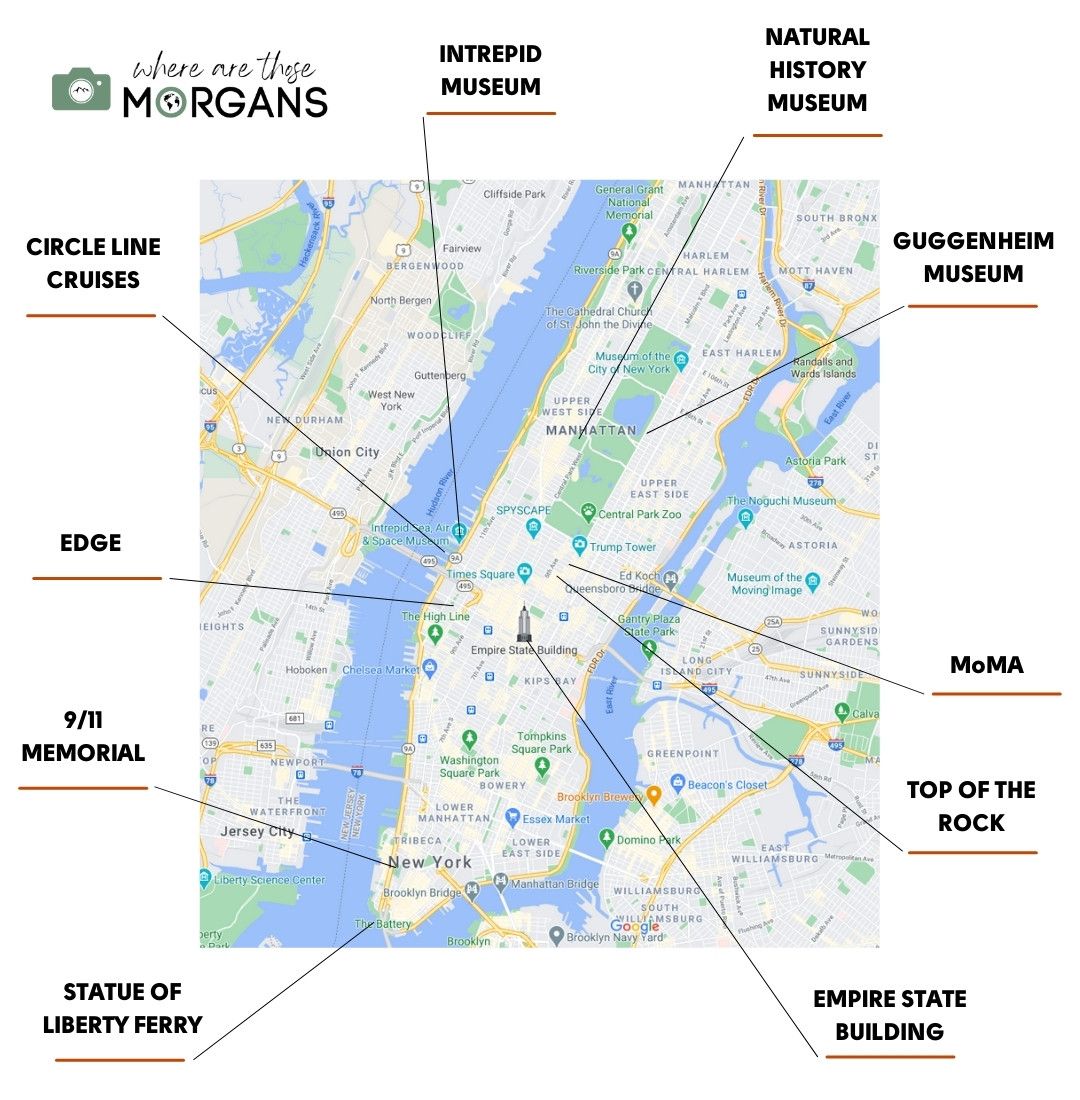 Map of the New York CityPass attraction in Manhattan