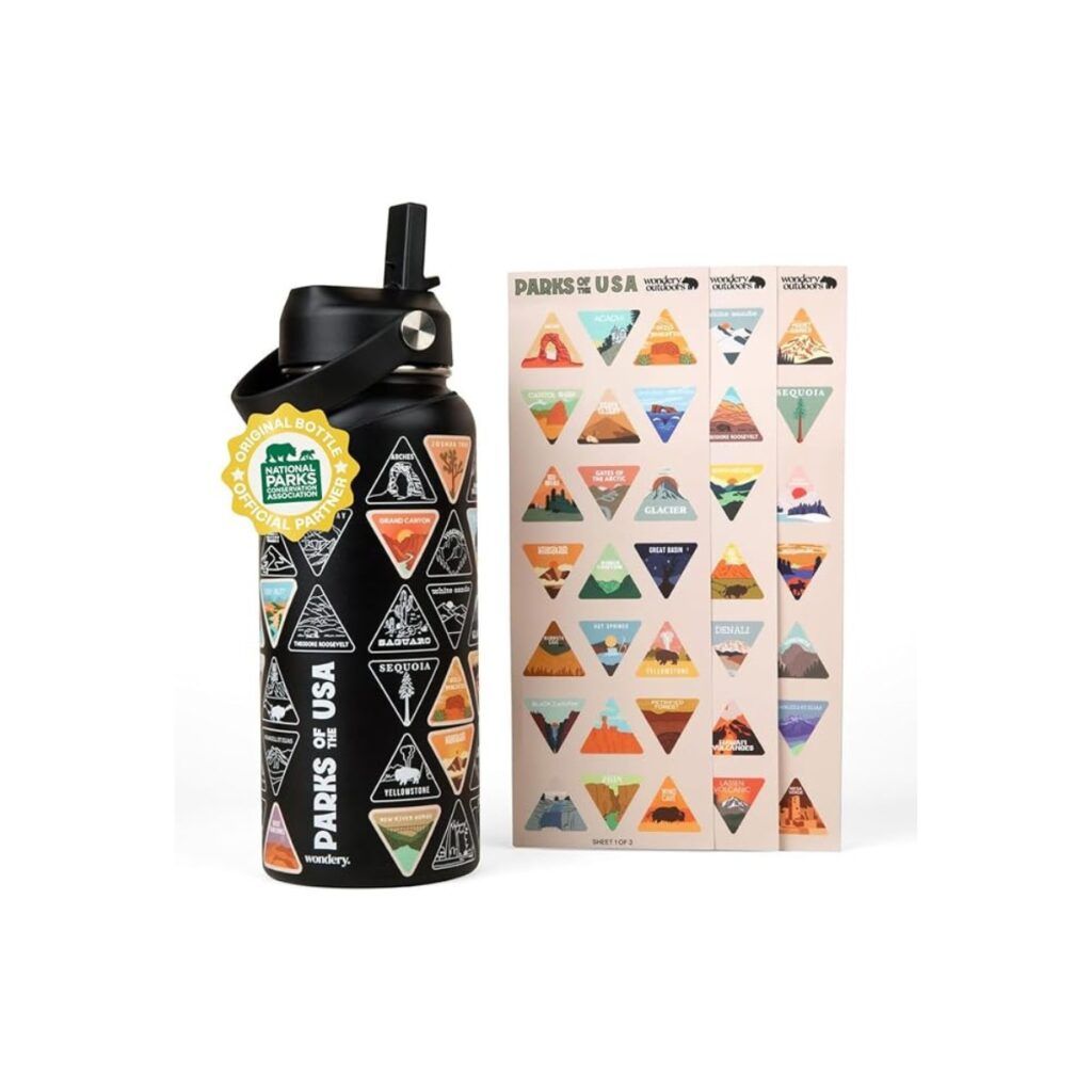 National park water bottle with stickers