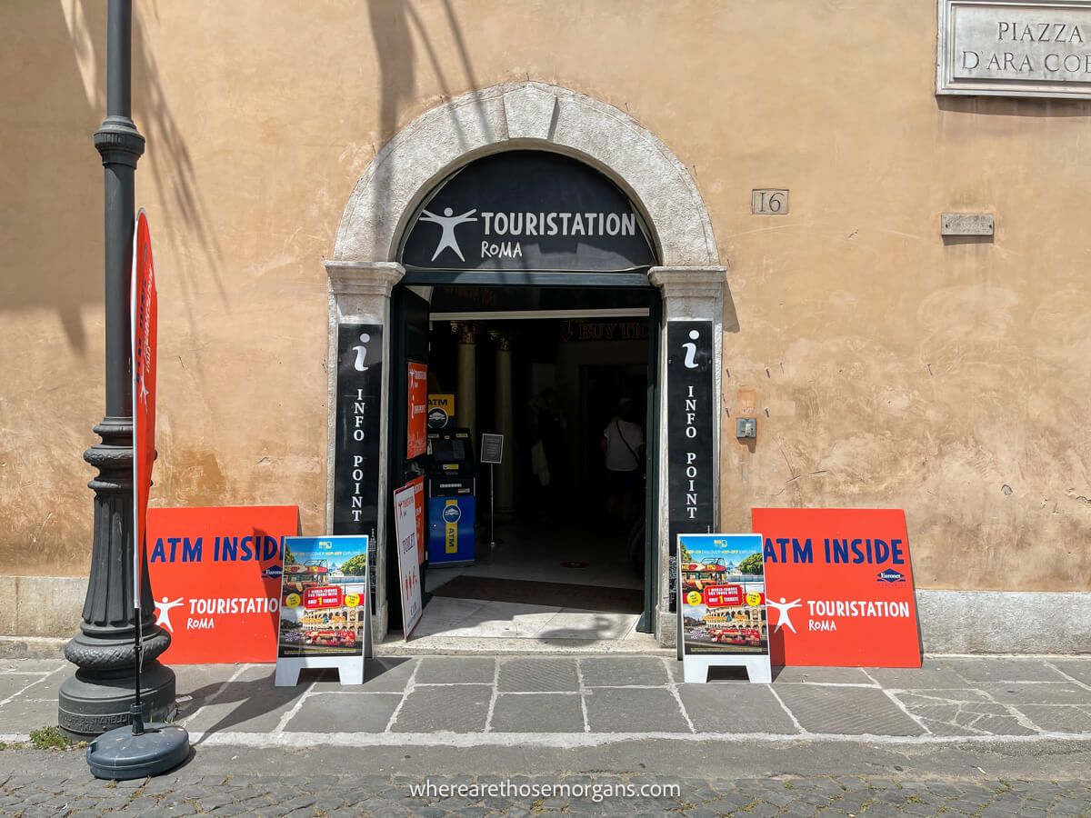 Entrance to the Touristation where you need to book reservations for the Go City Rome Pass