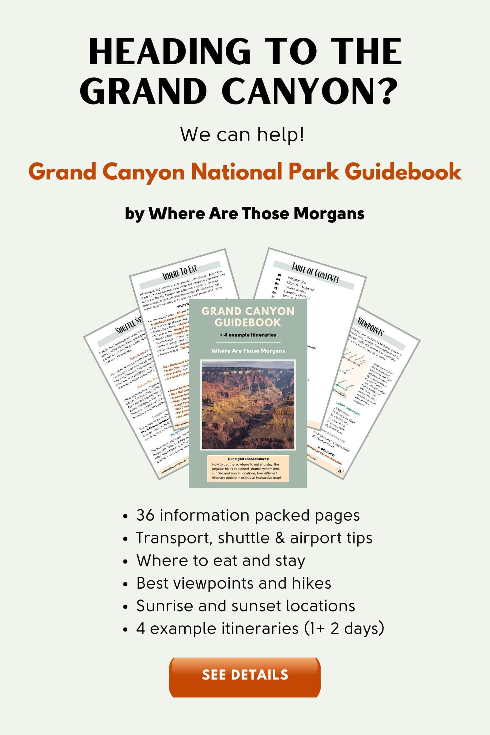 Photo of Where Are Those Morgans Grand Canyon South Rim guidebook with a link to buy