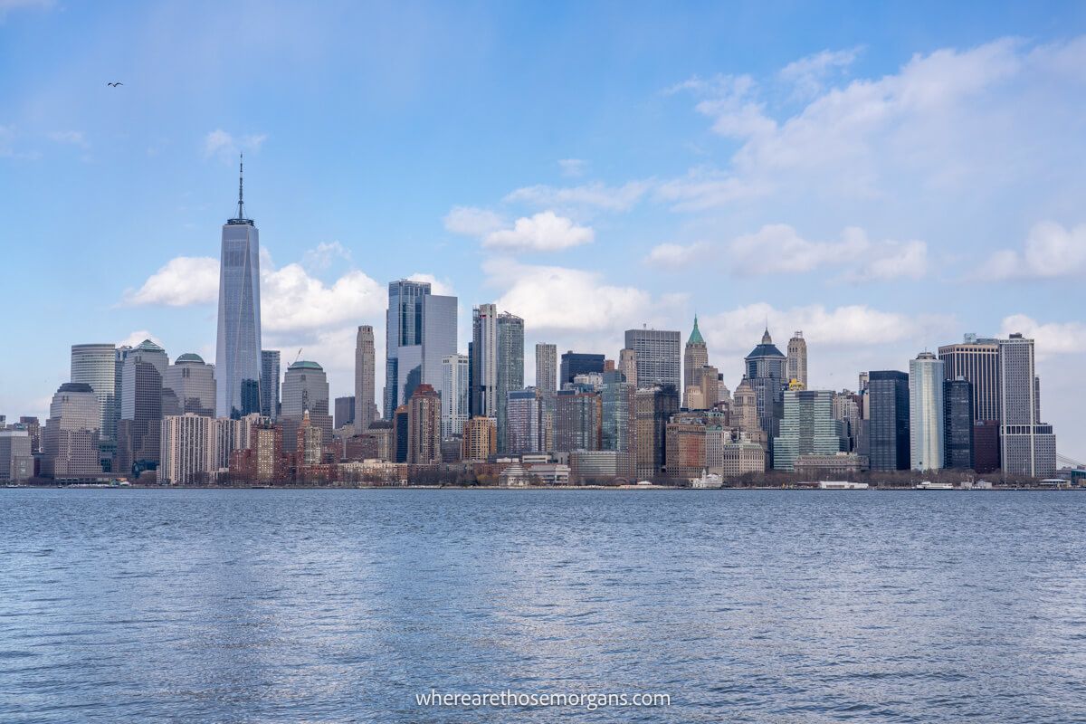 Photo of Lower Manhattan skyscrapers from across the water